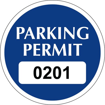 Lustre-Cal Static Cling Parking Permit Dark Blue 2in x 2in  Circle Serialized 201-250, 50PK 253753SCL1BdDi0201